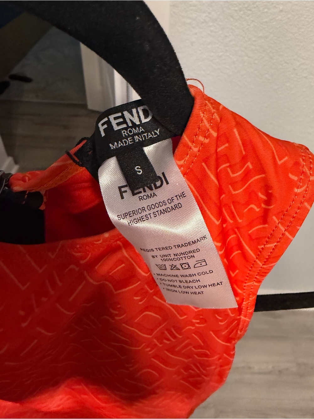 Fendi Bright Orange Logo Jacquard Sleeveless Piece - Picture 4 of 4